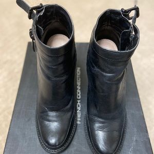 Black leather French Connection booties